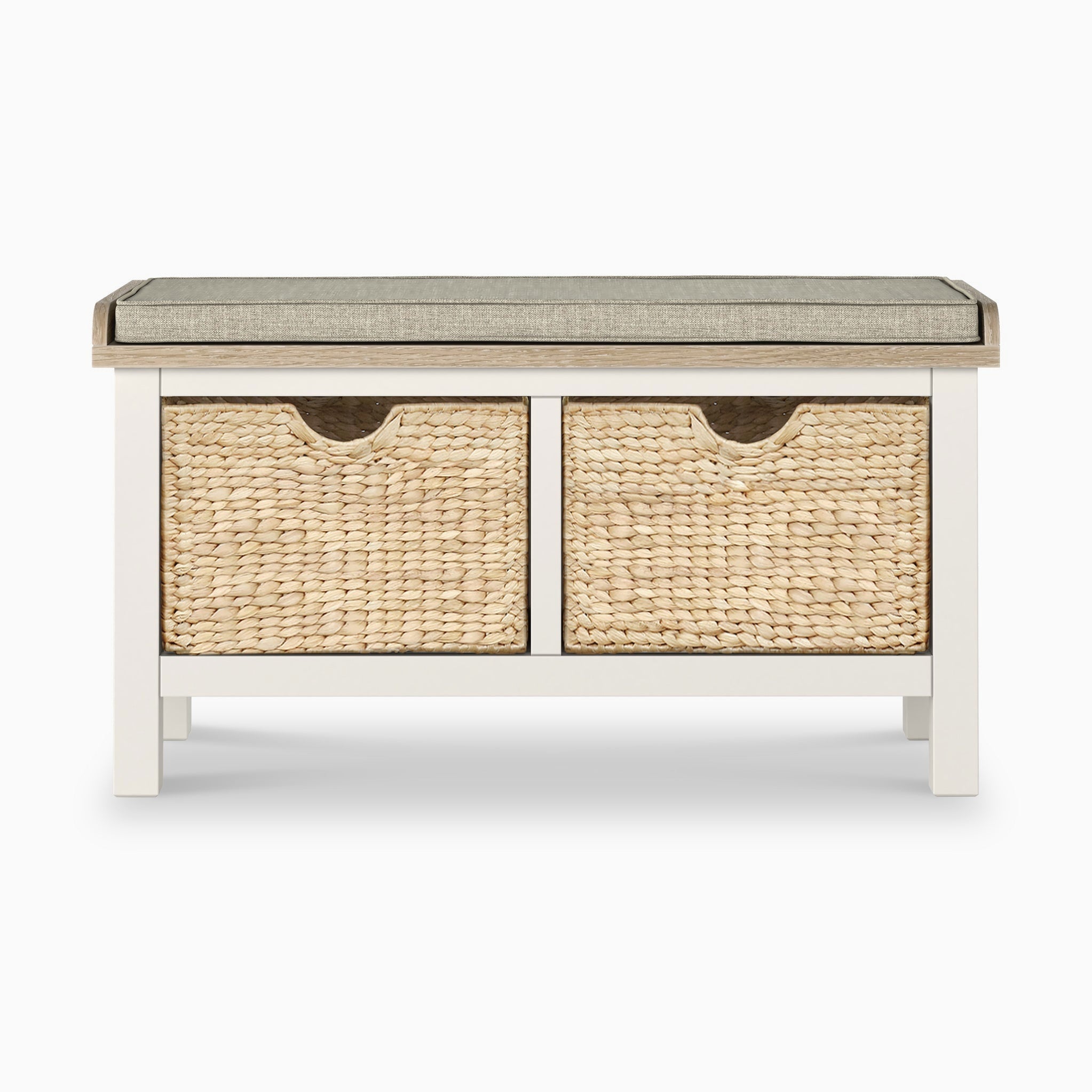 Banc de rangement en osier tressé