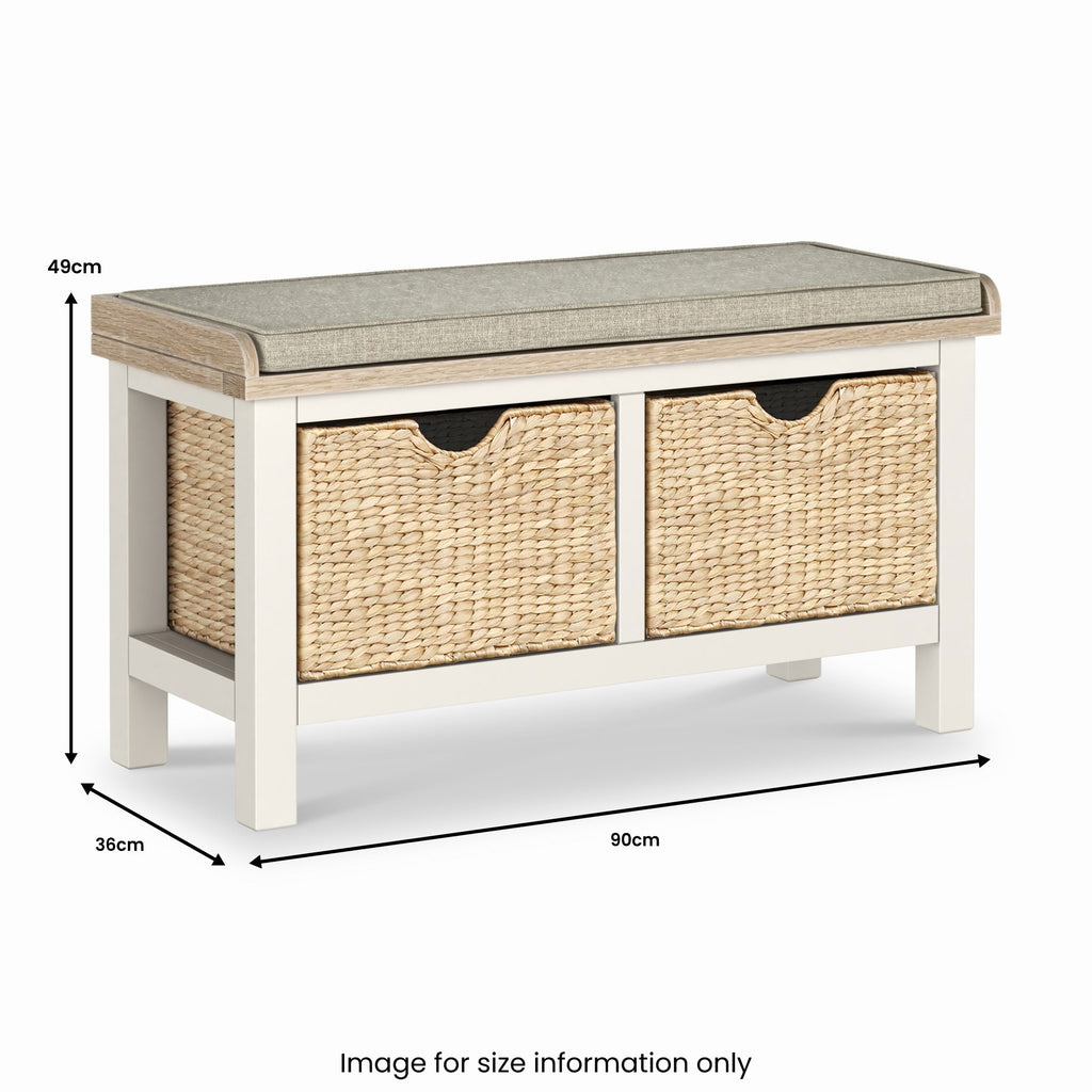 Banc de rangement en osier tressé