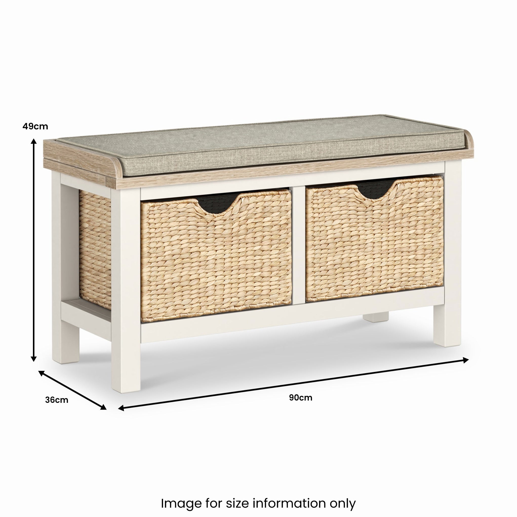 Banc de rangement en osier tressé