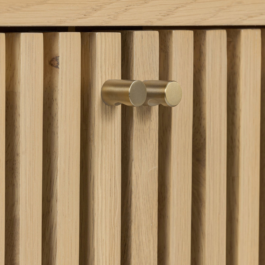 Banc de rangement rembourré à lattes de chêne