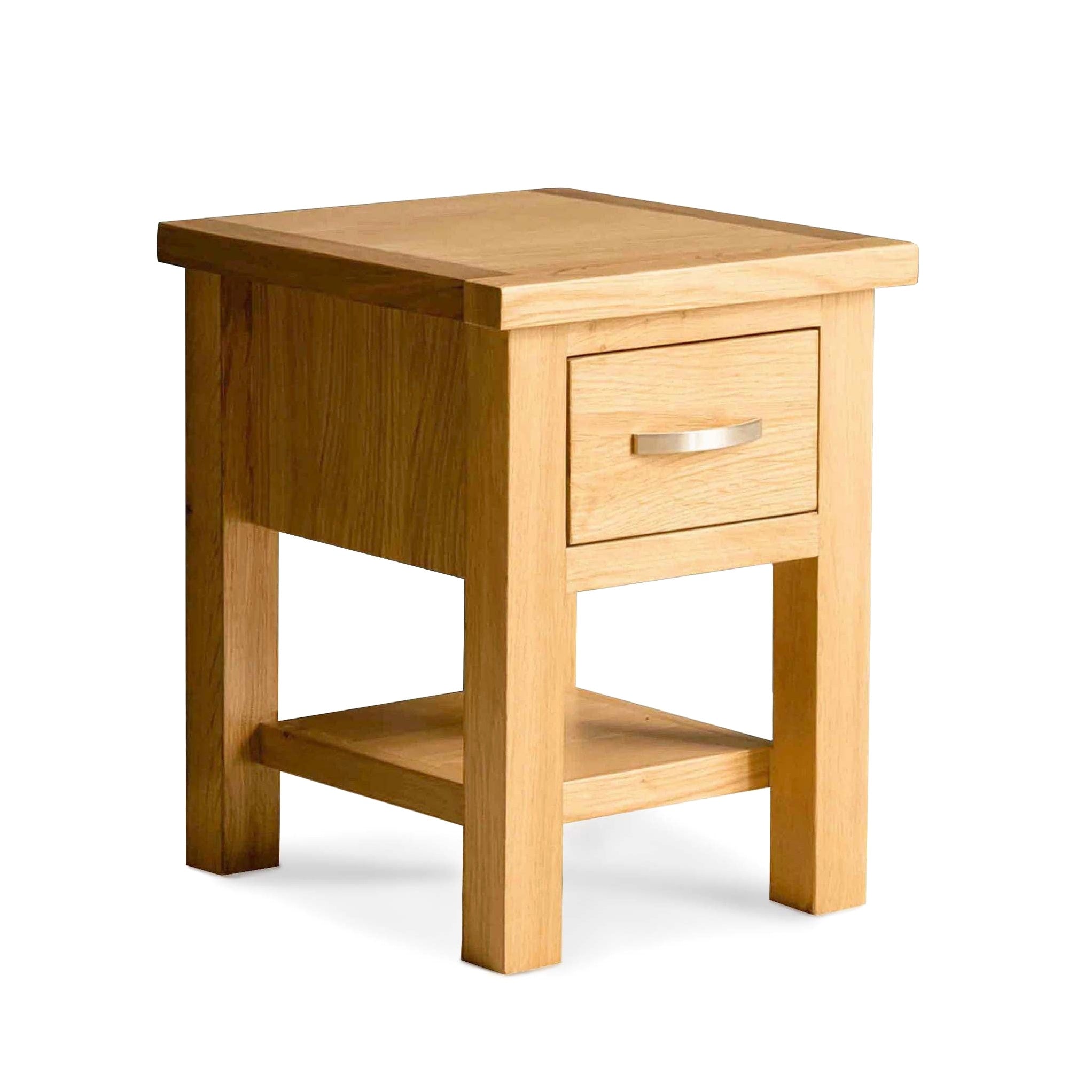 Table de lampe à tiroirs en chêne massif