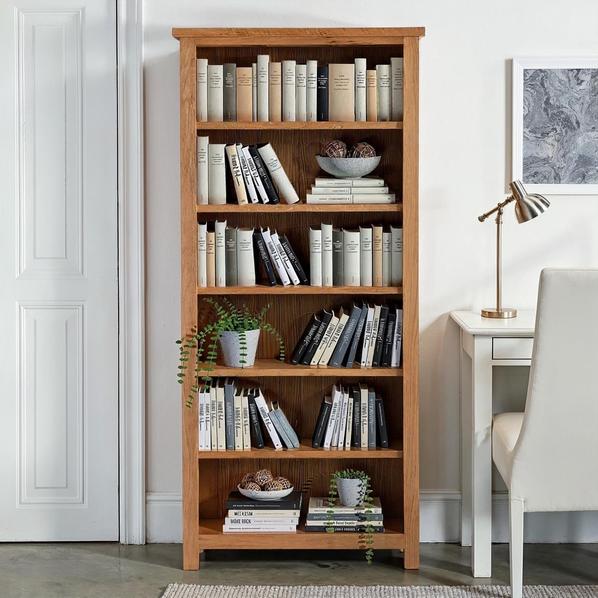 Bibliothèque en chêne massif à tenons et mortaises