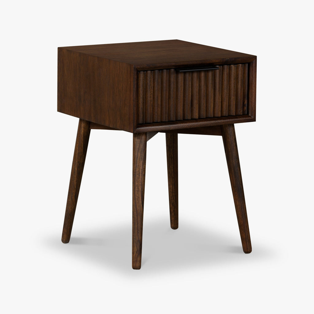 Table d'appoint en bois d'acacia cannelé