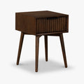 Table d'appoint en bois d'acacia cannelé