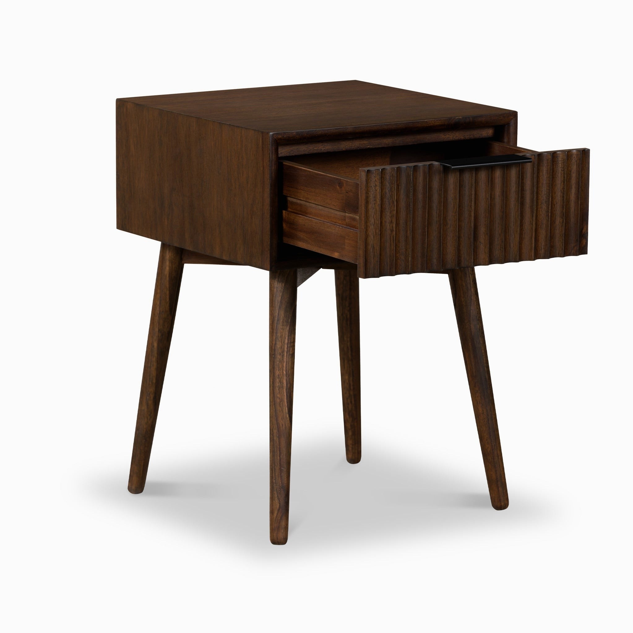 Table d'appoint en bois d'acacia cannelé