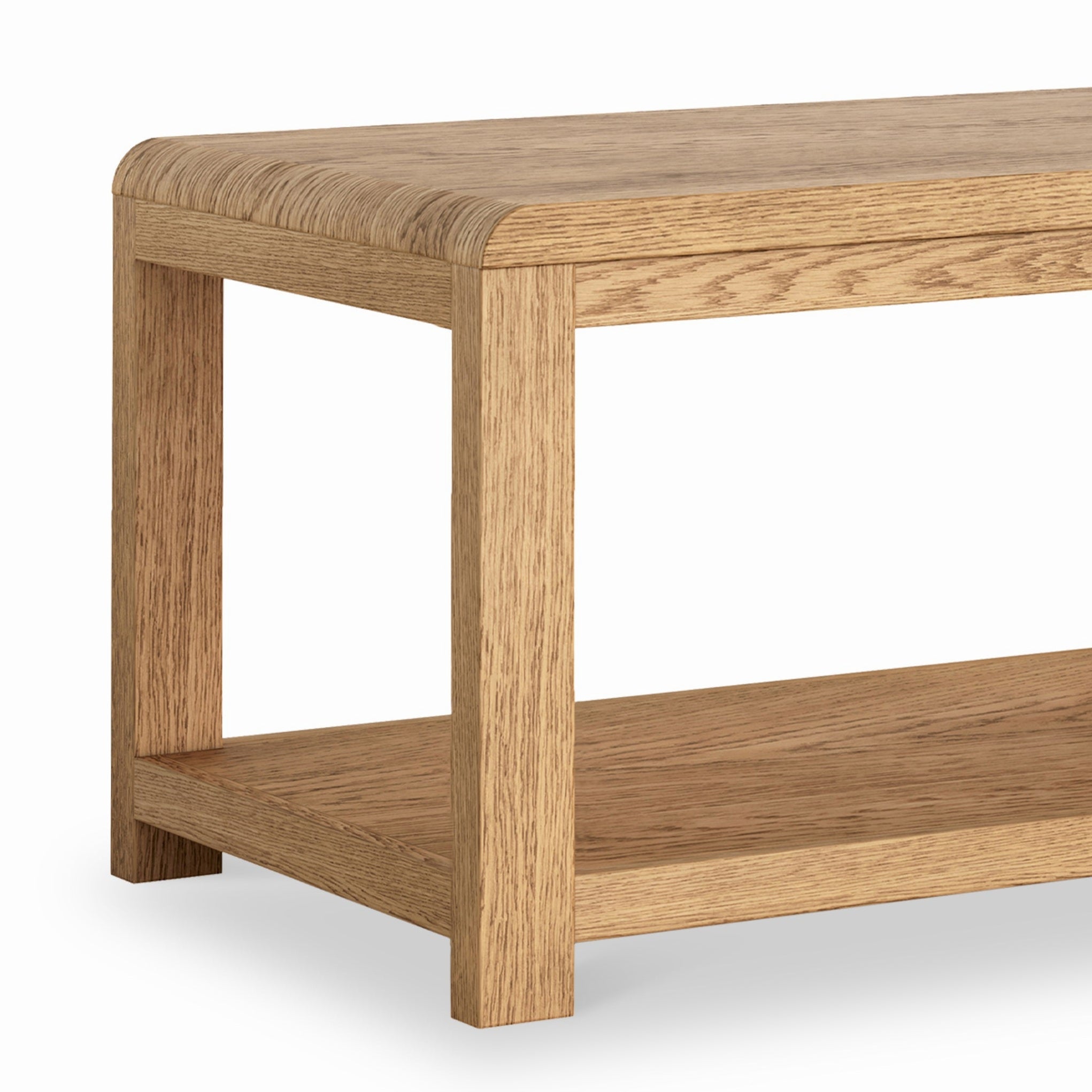 Table basse en placage de chêne avec étagère inférieure