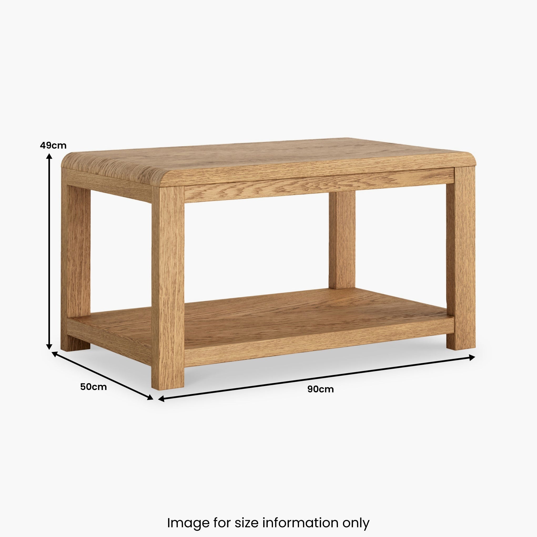 Table basse en placage de chêne avec étagère inférieure