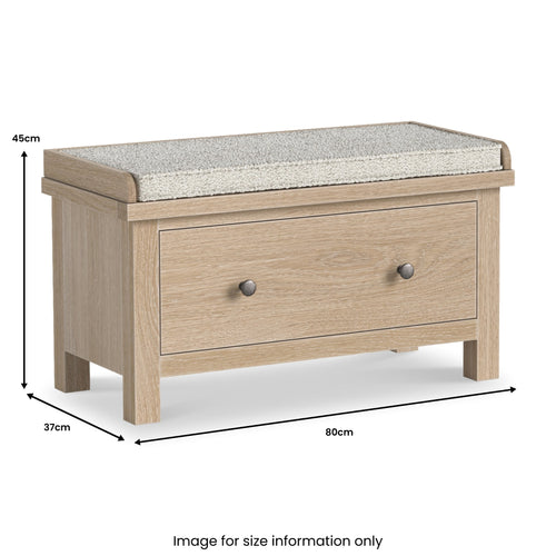 Banc de rangement en chêne avec tiroirs